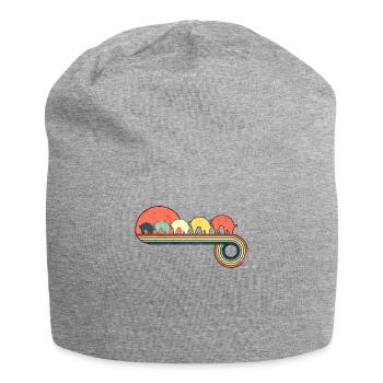 Pig Retro Vintage Sunset Rainbow Color - Jersey Beanie - heather grey - Front