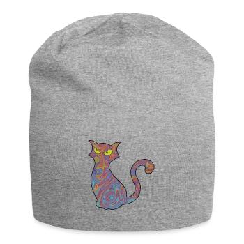 Chat psychédélique - Bonnet en jersey - gris chiné - Devant
