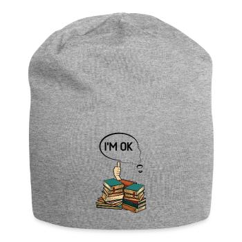 Book Lover I'm Ok Reading Book Reader - Jersey Beanie - heather grey - Front