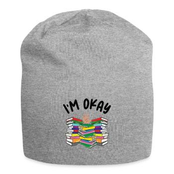 Book Lover I'm Ok Reading Book Reader - Jersey Beanie - heather grey - Front