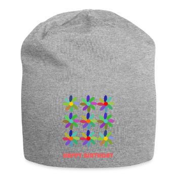 BIRTHDAY. HAPPY BIRTHDAY. HAPPY BIRTHDAY. - Jersey Beanie - heather grey - Front