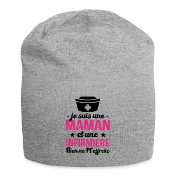 Je suis une maman et une infirmière humour cadeau - Bonnet en jersey - gris chiné - Devant