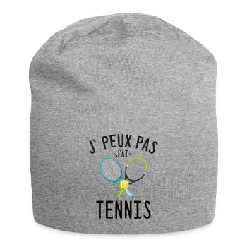 J'peux pas j'ai tennis cadeau humour sport tennis - Bonnet en jersey - gris chiné - Devant