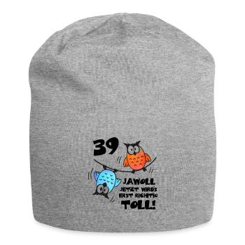 Eulen Frauen Männer 39. Geburtstag 39 Jahre - Jersey-Beanie - Grau meliert - Vorne