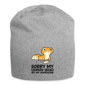 Leopardgecko-Schule Mein Leopardgecko hat meine - Jersey-Beanie - Grau meliert - Vorne