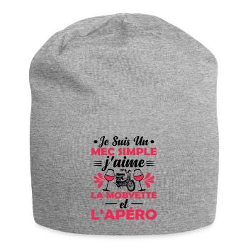 Mec Simple Qui Aime La Mobylette Et L'apéro - Bonnet en jersey - gris chiné - Devant
