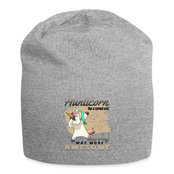 Aunticorn Einhorn für Tante und Patentante - Jersey-Beanie - Grau meliert - Vorne