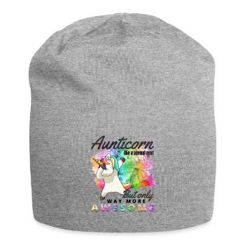 Aunticorn Einhorn für Tante und Patentante - Jersey-Beanie - Grau meliert - Vorne