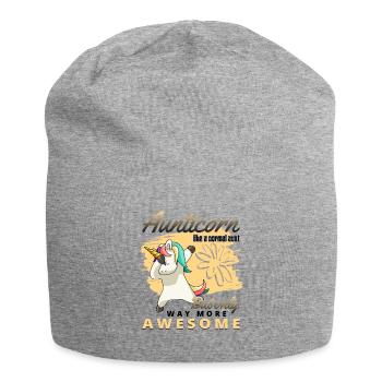 Aunticorn Einhorn für Tante und Patentante - Jersey-Beanie - Grau meliert - Vorne