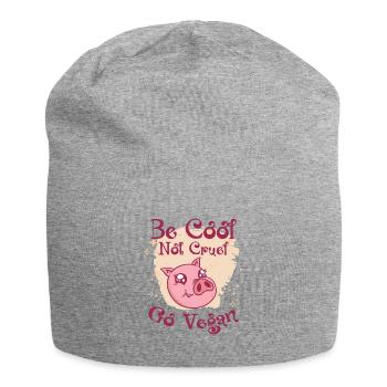 Veganer Tierschutz Schwein Fleischfrei Vegetarier - Jersey-Beanie - Grau meliert - Vorne