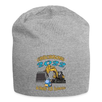 Einschulung 2022 Bagger Schule ich komme - Jersey-Beanie - Grau meliert - Vorne