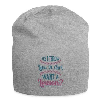 Ja Ich werfe wie ein Mädchen, will Eine Lektion - Jersey-Beanie - Grau meliert - Vorne