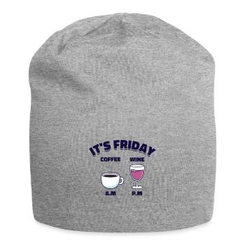 Friday Coffee Wine Drinking Caffeine Alcohol - Jersey Beanie - heather grey - Front