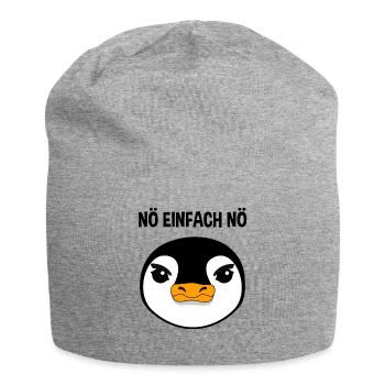 Pinguin Nö Einfach Nö Lustiger Spruch Geschenk - Jersey-Beanie - Grau meliert - Vorne