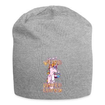 Cartoon Unicorn avec tasse à café - Édition limitée - Bonnet en jersey - gris chiné - Devant