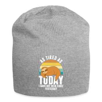 Tired Funny Sayings Lazy Vintage Sloth - Jersey Beanie - heather grey - Front
