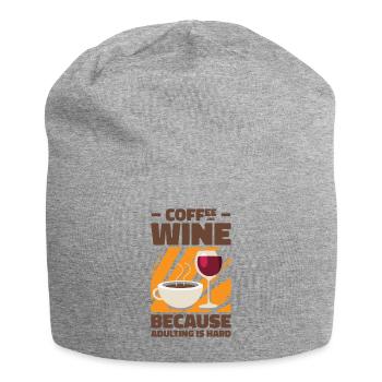 Coffee Wine Adulting Drinking Adult - Jersey Beanie - heather grey - Front