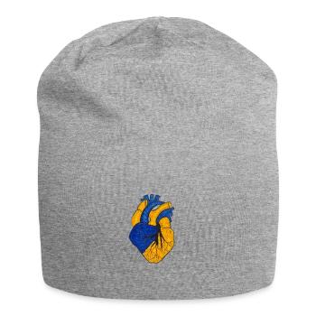 Ukrainisches Herz. Die ursprüngliche Flagge der Ukraine. - Jersey-Beanie - Grau meliert - Vorne