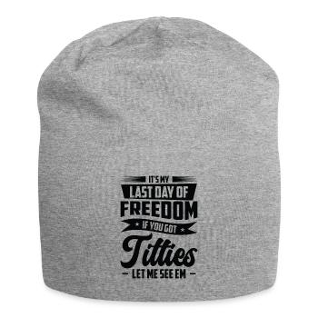 Bachelor Drinking Freedom Titties Bachelor Party - Jersey Beanie - heather grey - Front