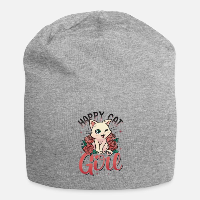 Chat chat heureux Chat Chaton - Bonnet en jersey - gris chiné