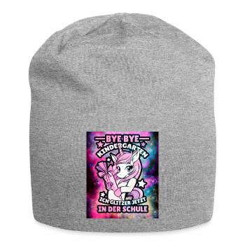 Unicorn Back to School bye bye Kindergarten - Jersey Beanie - heather grey - Front