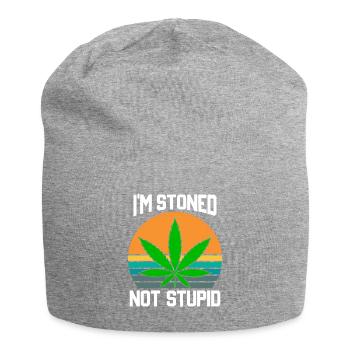 Je suis lapidé pas stupide Marijuana Drôle Weed T-Shirt - Bonnet en jersey - gris chiné - Devant
