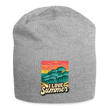 I Love Summer Vacation Hello Summer Surfing - Jersey Beanie - heather grey - Front
