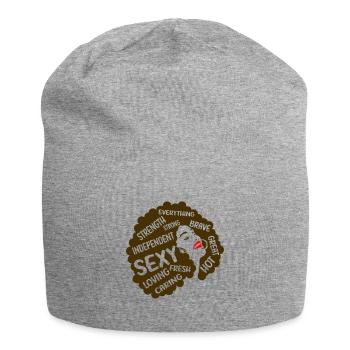 Afro Girl - Jersey Beanie - heather grey - Front