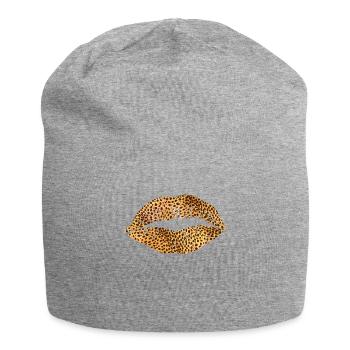 Leoprad print mouth - Jersey Beanie - heather grey - Front