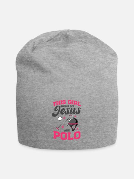 Polo Pferdesport This Girl Runs On Jesus And Polo - Jersey-Beanie - Grau meliert
