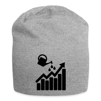 Chart with watering can makes it grow - Jersey Beanie - heather grey - Front