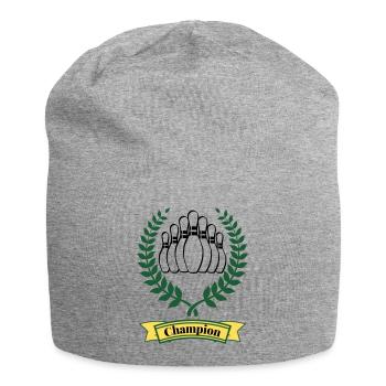 Bowling Kegeln Champion, Sieger, grün gelb - Jersey-Beanie - Grau meliert - Vorne