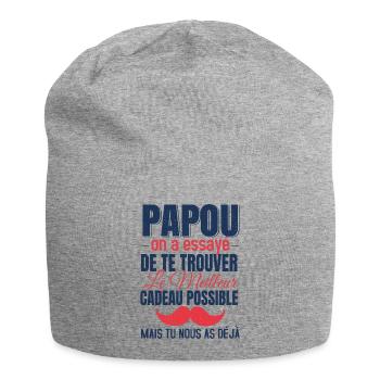 Papou Meilleur Cadeau Fête Des Pères Original Papy - Bonnet en jersey - gris chiné - Devant