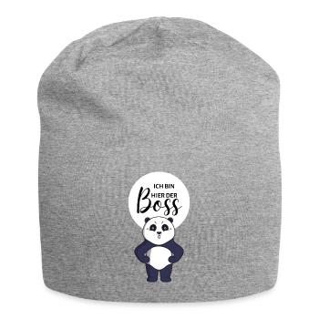 I'm the boss here bear business panda laugh - Jersey Beanie - heather grey - Front