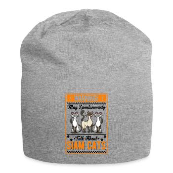 Siamkatze Geschenk Siamesische Katze Siam Cat - Jersey-Beanie - Grau meliert - Vorne