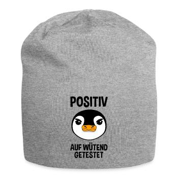 Wütender Pinguin Lustiger Spruch Geschenk - Jersey-Beanie - Grau meliert - Vorne