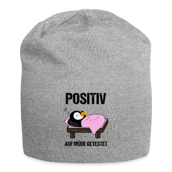 Schlafender Pinguin Lustiger Spruch Geschenk - Jersey-Beanie - Grau meliert - Vorne