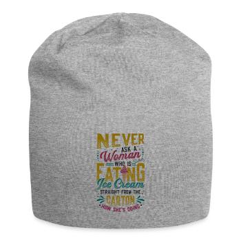 Traurige Frauen Herzschmerz Liebeskummer Eiscreme - Jersey-Beanie - Grau meliert - Vorne