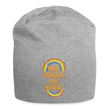 Napping Shirt, Milk Snuggle Nap Repeat, Funny - Jersey Beanie - heather grey - Front