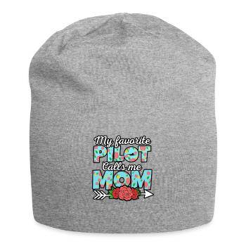 Airplane Pilot Fly Mother Son Child I Gift - Jersey Beanie - heather grey - Front