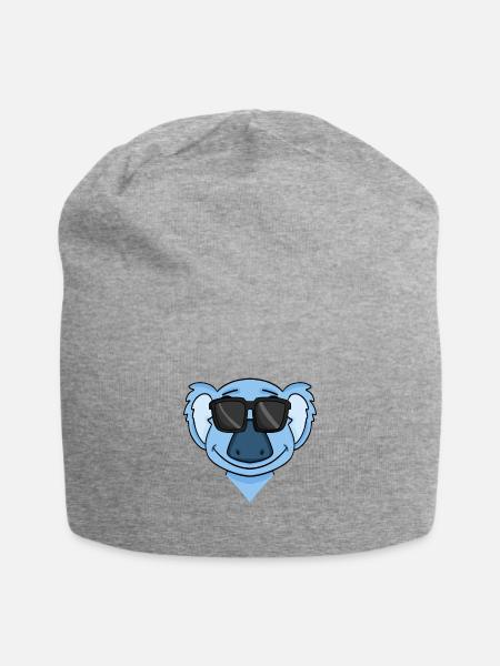 Koala mit Brille - Jersey-Beanie - Grau meliert