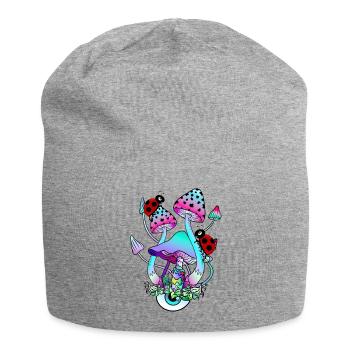Magic Mushrooms Marienkäfer Psychedelic Pilzkunst - Jersey-Beanie - Grau meliert - Vorne