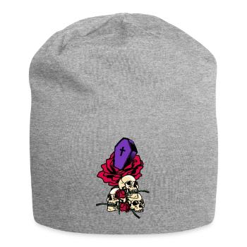 Gothique Crâne Roses Mort Tombe Esthétique Sombre - Bonnet en jersey - gris chiné - Devant