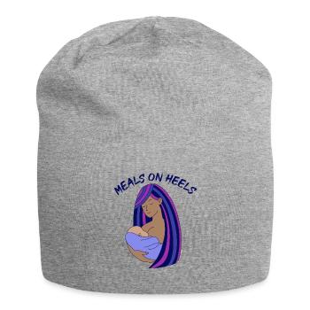 Meals On Heels breastfeeding woman of color mother - Jersey Beanie - heather grey - Front