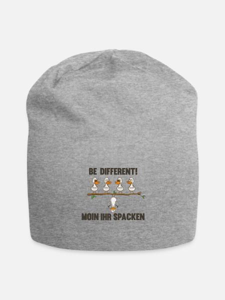 Be different sagt die Möwe Moin ihr spacken - Jersey-Beanie - Grau meliert