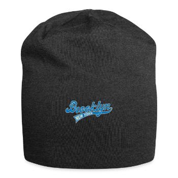 Hometown, Brooklyn, New York, Baseball Script, - Jersey Beanie - charcoal grey - Front