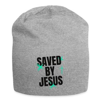 Saved by Jesus - Jersey Beanie - heather grey - Front