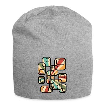 70s wallpaper pattern cuboid retro pattern - Jersey Beanie - heather grey - Front