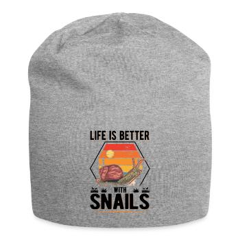 La vie est meilleure avec Snails Snail - Bonnet en jersey - gris chiné - Devant
