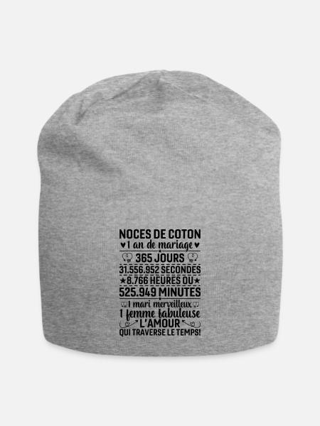Noces De Coton 1 An De Mariage - Bonnet en jersey - gris chiné